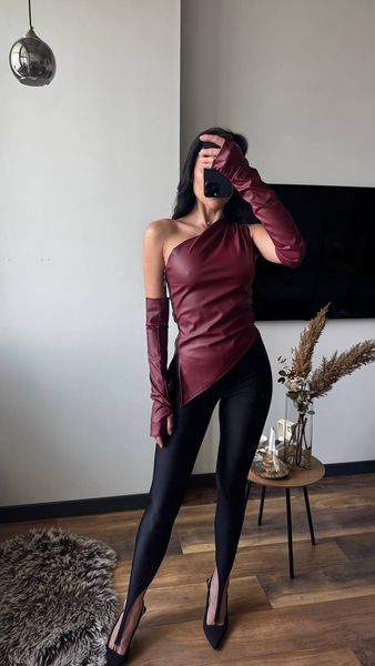 Топ з еко шкіра рукавичками Violette CEAF-1206 фото